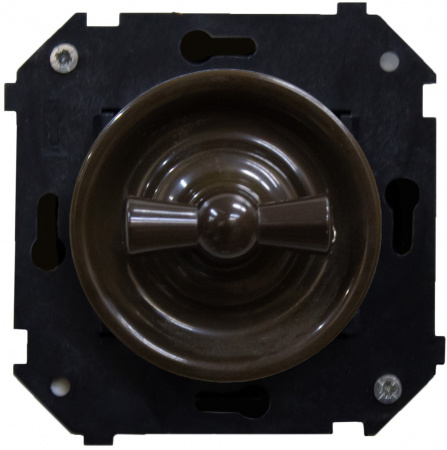 BIRONI Шедель Пластик Коричневый  Выключатель проходной 2-кл (скрытый монтаж)