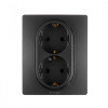 Legrand Etika Антрацит Розетка 2-ая с/з, винт. клеммы, 16А, 250 В