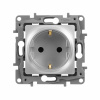 Legrand Etika Алюминий Розетка с/з со шторками, винтовые клеммы, 16А, 250 В