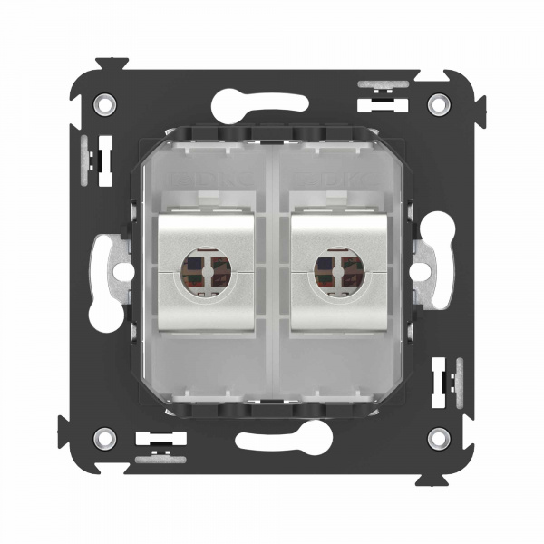 DKC Avanti Компьютерная розетка RJ-45 без шторки в стену, кат.6 двойная экранированная, Белое облако