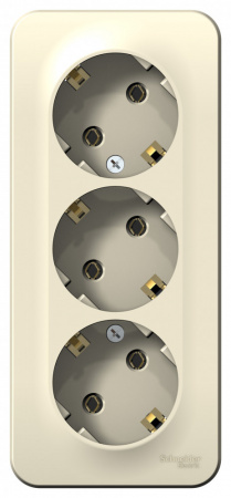 SE Blanca наруж Молочная Розетка 3-ая с/з без шторок 16А, 250В, изолир. пластина