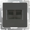 Розетка телефонная RJ-11 и Еthernet RJ-45 (серо-коричневый) WL07-RJ11+RJ45
