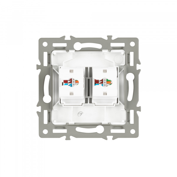 Arlight Механизм компьютерной розетки двойной SCT-MPC2-PL-WH (RJ-45, CAT6) (-)