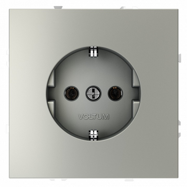 Розетка встраиваемая VOLTUM S70 с заземлением 16А, (сталь)
