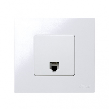 Simon 27 Мех Белая Розетка телефонная RJ-12, 6 конт