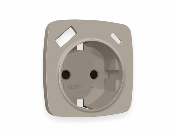 Лицевая панель OMEGA (Серо-бежевый матовый) для электрической розетки с/з со шторками 2USB тип A+C QUANT OP3700