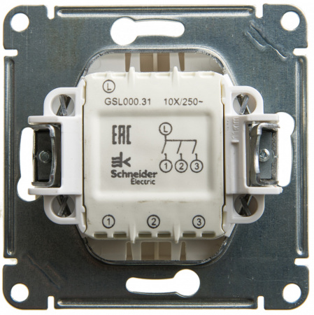 SE Glossa Перламутр Выключатель 3-клавишный сх.3, 10AX