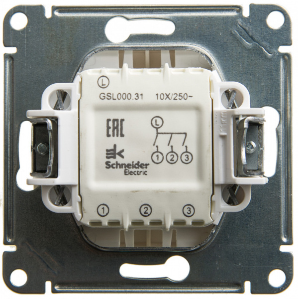 SE Glossa Перламутр Выключатель 3-клавишный сх.3, 10AX