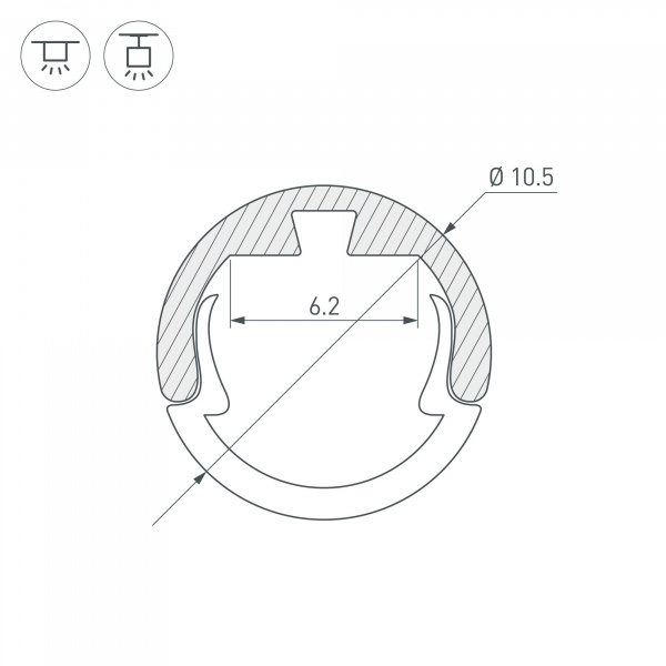Профиль Arlight Round-D10.5-2000 Anod Black 033036
