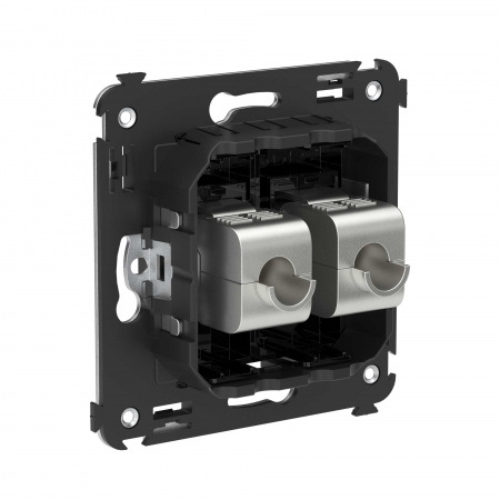 DKC Avanti Компьютерная розетка RJ-45 без шторки в стену, кат.5e двойная экранированная, Черный квадрат