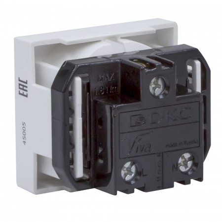 DKC Розетка силовая 2Р+Е, со шторками, «Viva», 2 мод., цвет белый