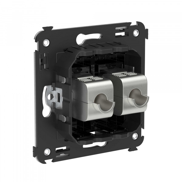 DKC Avanti Компьютерная розетка RJ-45 без шторки в стену, кат.5e двойная экранированная, Черный квадрат