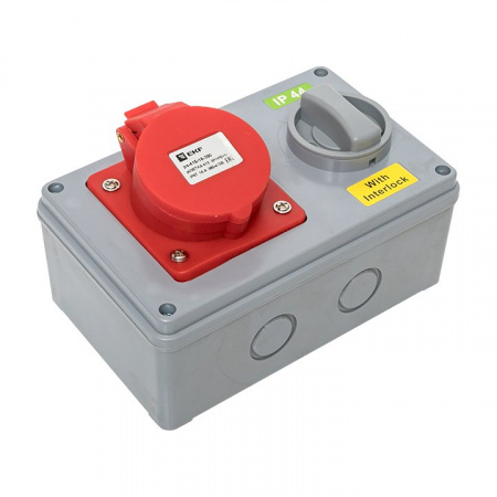 EKF Розетка с блокировкой и выключателем 1415 3Р+РЕ+N 16А 380В IP44