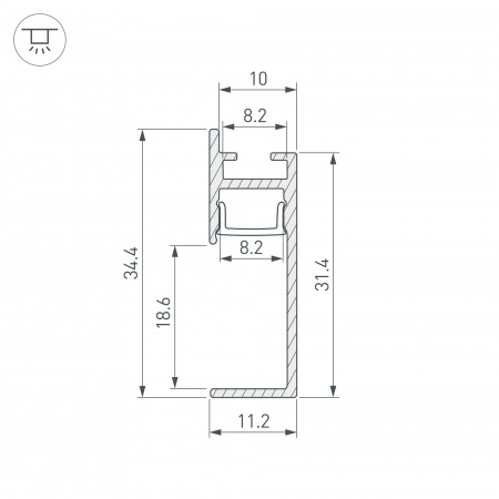 Профиль PLINTUS-H35-F-2000 ANOD (Arlight, Алюминий)