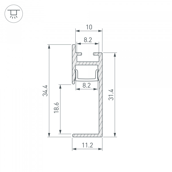 Профиль PLINTUS-H35-F-2000 ANOD (Arlight, Алюминий)