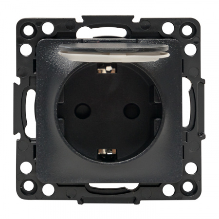 EKF PROxima Стокгольм Черный Розетка с/з, со шторками и крышкой, 16А, IP44