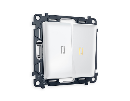 Комплект механизма 2-клавишного проходного выключателя с подсветкой 3200K ALFA MA124030 Белый матовый QUANT