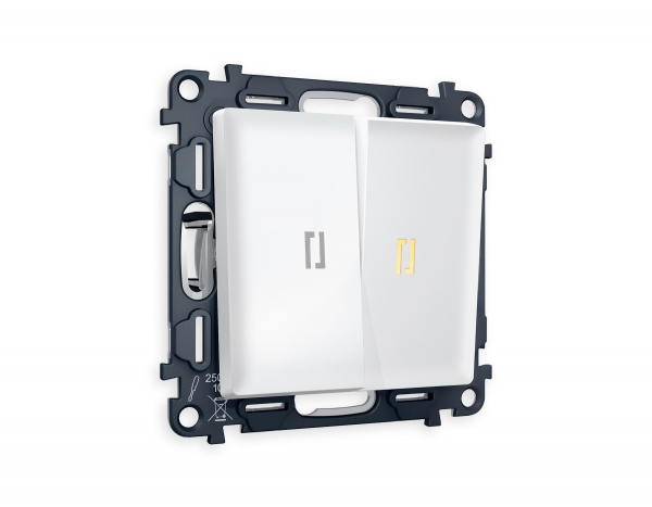 Комплект механизма 2-клавишного выключателя с подсветкой 3200K ALFA MA124010 Белый матовый QUANT