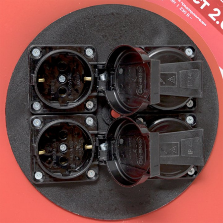 EKF PROxima Удлинитель на катушке "Гефест 2.0" 4 гнезда 30м с заземлением и предохранителем КГ 3*2,5 16А/3,5кВт IP44