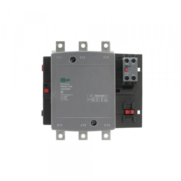 Dekraft Контактор 115А 220В_АС АС3_ АС4 1НО+1НЗ КМ-102