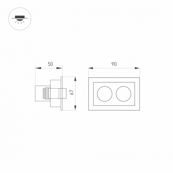 Встраиваемый светодиодный светильник Arlight MS-Orient-Built-Turn-TC-S67x90-5W Warm3000 034876