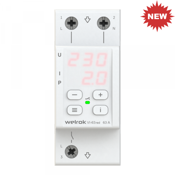 Welrok VI-63 red реле напряжения 63 А max 80 A 13 900 ВА