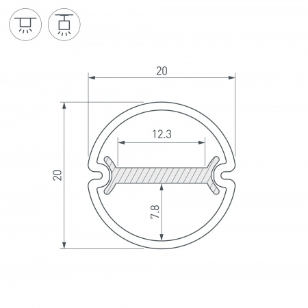 Arlight Профиль ARH-ROUND-D20-DUAL-2000 ANOD (Алюминий)