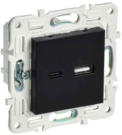 IEK SKANDY Черный Розетка USB A+C 3,1А SK-R14Bl