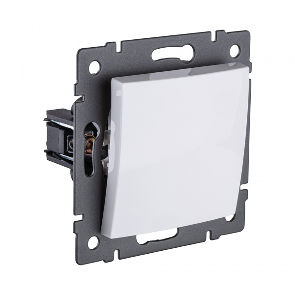 Выключатель 1-клавишный перекрестный 10А/250В, изогнутый, белый Kollinger REA-R-006WH для Aspekt, Eleganz, Reflex