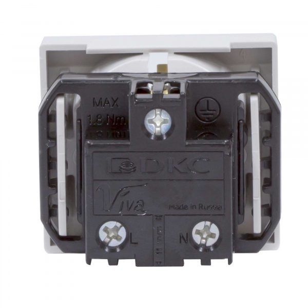 DKC Розетка силовая 2Р+Е, со шторками, «Viva», 2 мод., серая