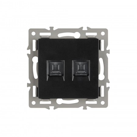 Arlight Механизм компьютерной розетки двойной SCT-MPC2-PL-BK (RJ-45, CAT6) (-)