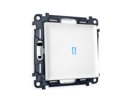 Комплект механизма 1-клавишного проходного выключателя с подсветкой 10000K ALFA MA122040 Белый матовый QUANT