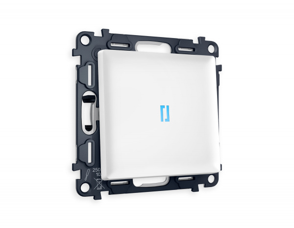 Комплект механизма 1-клавишного проходного выключателя с подсветкой 10000K ALFA MA122040 Белый матовый QUANT