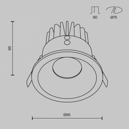 Встраиваемый светильник Downlight DL034-L12W4K-B Maytoni Zoom