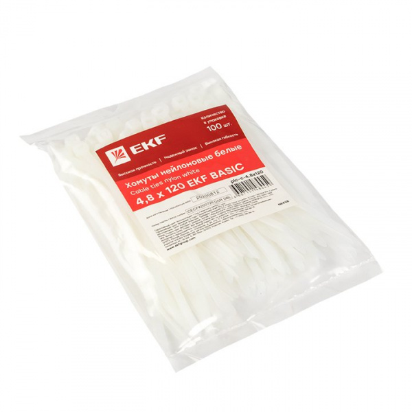 EKF Basic Хомут нейлоновый (4,8х120) (100шт.)