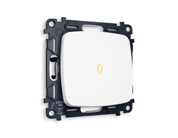 Комплект механизма 1-клавишного проходного выключателя с подсветкой 3200K OMEGA MO122030 Белый матовый QUANT