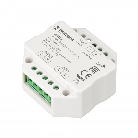 Arlight INTELLIGENT Релейный модуль SMART-SWITCH-701-72-PS-IN  (230V, 1x3A, 2.4G) (IARL, IP20 Пластик, 5 лет)
