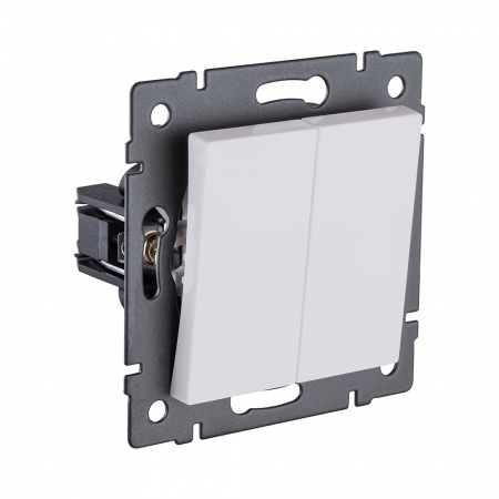 Выключатель кнопочный 2-клавишный 10А/250В, белый матовый Kollinger REA-S-011WM для Aspekt, Eleganz, Reflex