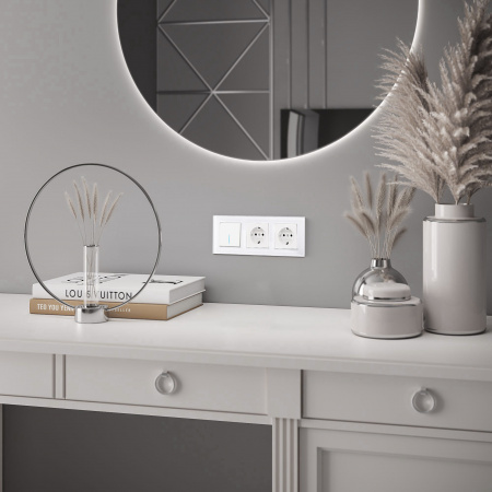 Выключатель одноклавишный с подсветкой (белый) W1110101