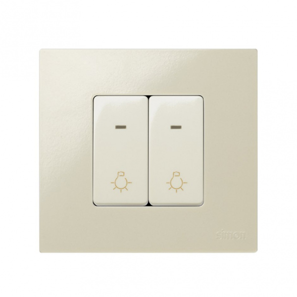 Simon 27 Мех Слоновая кость Кнопка клавишная "свет" с подсветкой узкая, 10А 250В