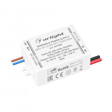 Блок питания ARPJ-SP-44180-PFC-TRIAC-MINI (8W, 22-44V, 180mA) (Arlight, IP65 Пластик, 5 лет)