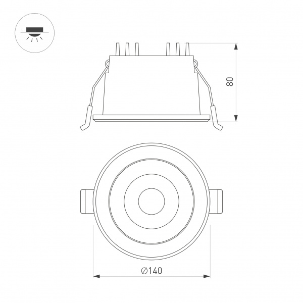 Arlight Светильник MS-ALORA-BUILT-R140-12W Day4000-MIX (WH, 40 deg, TRIAC) (IP54 Пластик, 3 года)
