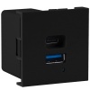 Donel USB зарядное устройство, 3A , 65W, Type A + C, 2 мод., черн. матовая (45х45мм), DUSB3000ANAF