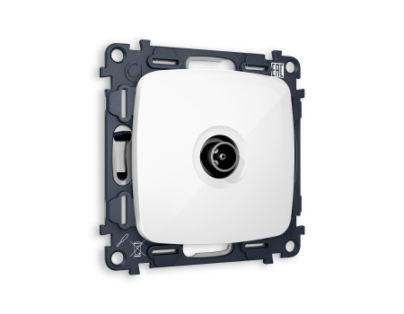 Комплект механизма TV розетки оконечной OMEGA MO113010 Белый глянец 50-870 MHz 1dB QUANT