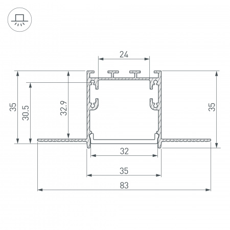 Arlight Профиль SL-LINIA32-FANTOM-3000 ANOD (Алюминий)