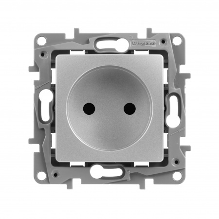 Legrand Etika Алюминий Розетка б/з со шторками, винтовые клеммы