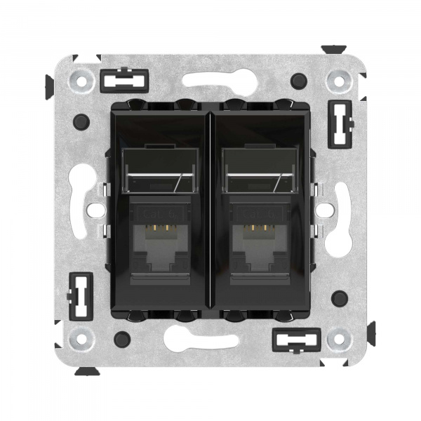 DKC Avanti Черный квадрат Компьютерная розетка RJ-45 двойная  категория  6А