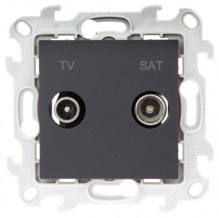 Simon 24 Графит Розетка TV-SAT проходная