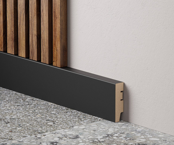 Плинтус WP80 экошпон, черный, 80х22х2400мм, МДФ