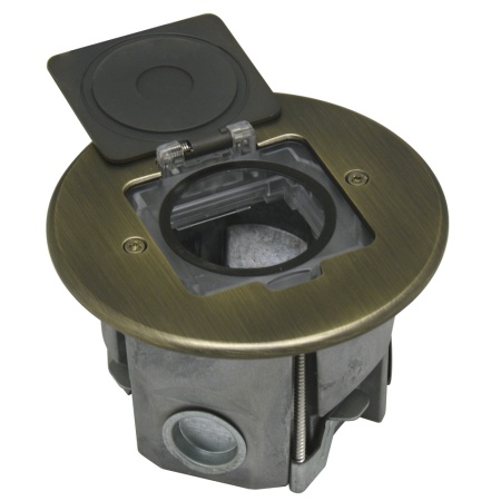 Лючок Surface 2 мод. (1 мод. 45х45 мм.), круглый, античная латунь, IP44, (с уст. набором)